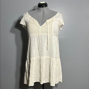 American Eagle Outfitters Cream Cap Sleeve Tie Front Blouse